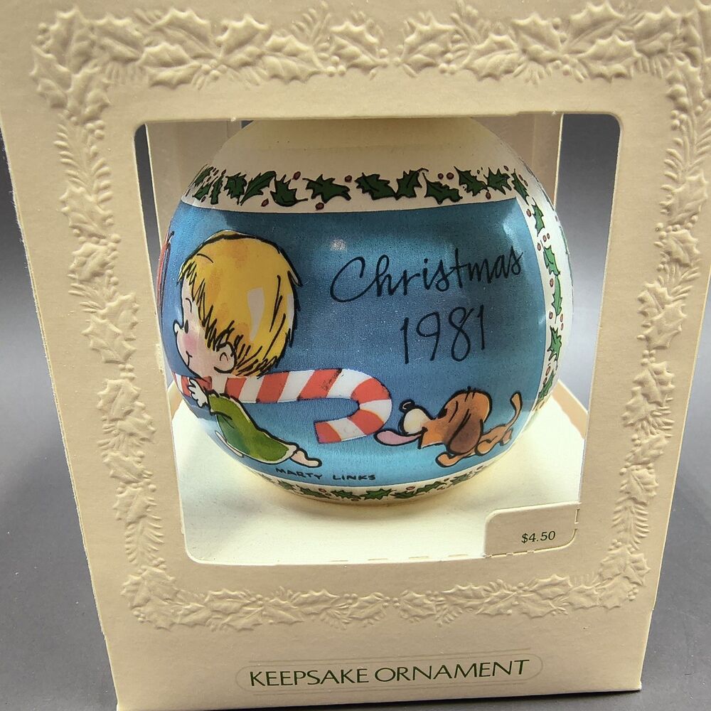 Vintage 1981 Hallmark Keepsake Ornament Marty Links Satin Ball In Box Christmas